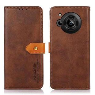 For Sharp Aquos R7 KHAZNEH Dual-color Cowhide Texture Flip Leather Phone Case(Brown)