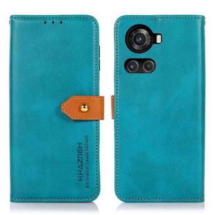For OnePlus Ace / 10R KHAZNEH Dual-color Cowhide Texture Flip Leather Phone Case(Blue)