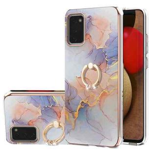 For Samsung Galaxy A03s 165.8mm Electroplating IMD TPU Phone Case with Ring(White Marble)