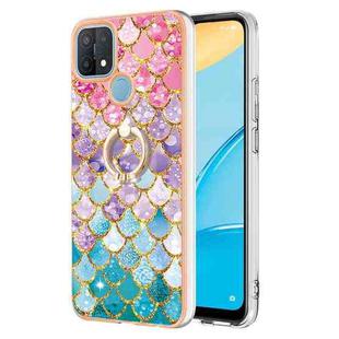 For OPPO A15 / A15s Electroplating IMD TPU Phone Case with Ring(Colorful Scales)
