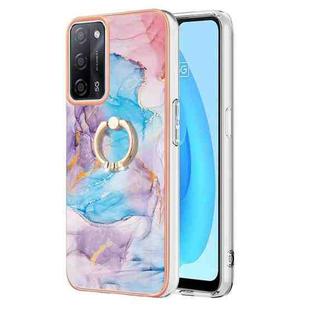For OPPO A53s 5G / A55 5G Electroplating IMD TPU Phone Case with Ring(Blue Marble)