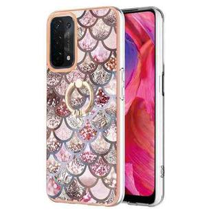 For OPPO A74 5G / A93 5G Electroplating IMD TPU Phone Case with Ring(Pink Scales)