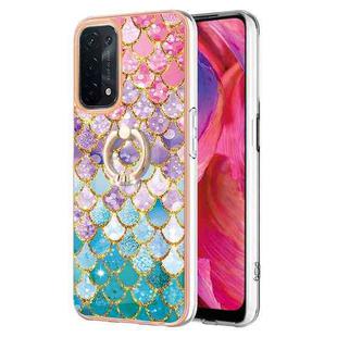 For OPPO A74 5G / A93 5G Electroplating IMD TPU Phone Case with Ring(Colorful Scales)