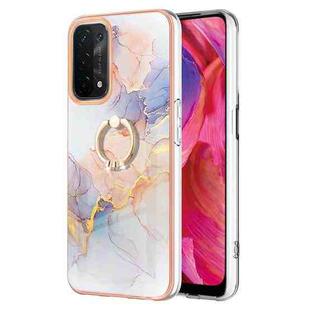 For OPPO A74 5G / A93 5G Electroplating IMD TPU Phone Case with Ring(White Marble)