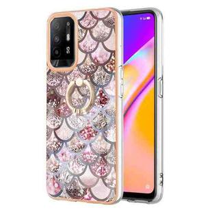 For OPPO A94 5G / A95 5G Electroplating IMD TPU Phone Case with Ring(Pink Scales)