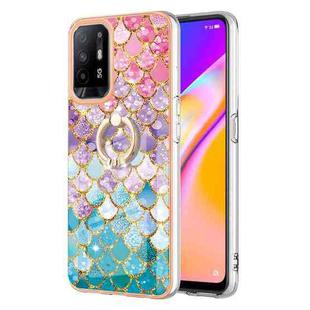 For OPPO A94 5G / A95 5G Electroplating IMD TPU Phone Case with Ring(Colorful Scales)