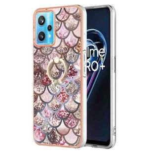 For OPPO Realme 9 Pro+ 5G Electroplating IMD TPU Phone Case with Ring(Pink Scales)