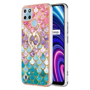 For OPPO Realme C21Y / C25Y Electroplating IMD TPU Phone Case with Ring(Colorful Scales)