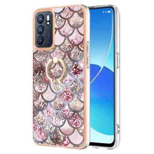 For OPPO Reno6 5G Electroplating IMD TPU Phone Case with Ring(Pink Scales)