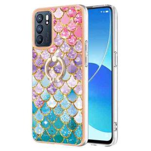 For OPPO Reno6 5G Electroplating IMD TPU Phone Case with Ring(Colorful Scales)