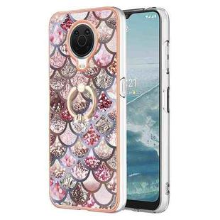 For Nokia G20 / G10 Electroplating IMD TPU Phone Case with Ring(Pink Scales)