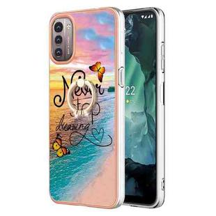 For Nokia G21 / G11 Electroplating IMD TPU Phone Case with Ring(Dream Butterfly)