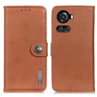 For OnePlus ACE/10R KHAZNEH Cowhide Texture Leather Phone Case(Brown)