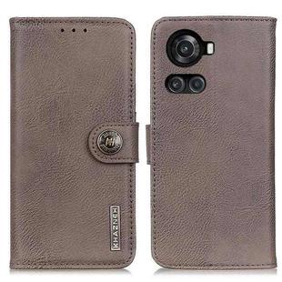 For OnePlus ACE/10R KHAZNEH Cowhide Texture Leather Phone Case(Khaki)