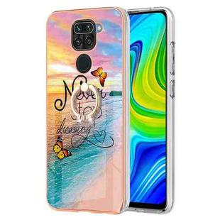 For Xiaomi Redmi Note 9 / Redmi 10X 4G Electroplating IMD TPU Phone Case with Ring(Dream Butterfly)