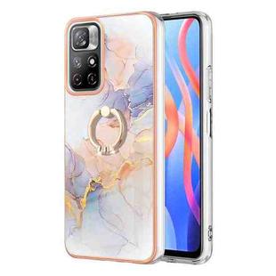 For Xiaomi Redmi Note 11 China Electroplating IMD TPU Phone Case with Ring(White Marble)