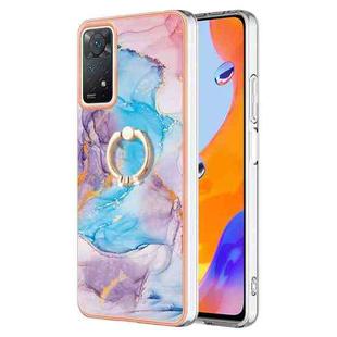 For Xiaomi Redmi Note 11 Pro 5G / 4G Global Electroplating IMD TPU Phone Case with Ring(Blue Marble)