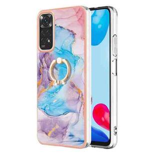 For Xiaomi Redmi Note 11S / Note 11 Global Electroplating IMD TPU Phone Case with Ring(Blue Marble)