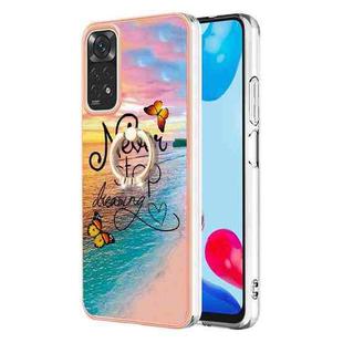 For Xiaomi Redmi Note 11S / Note 11 Global Electroplating IMD TPU Phone Case with Ring(Dream Butterfly)