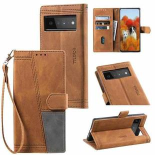 For Google Pixel 6 Pro Splicing Leather Phone Case(Brown)