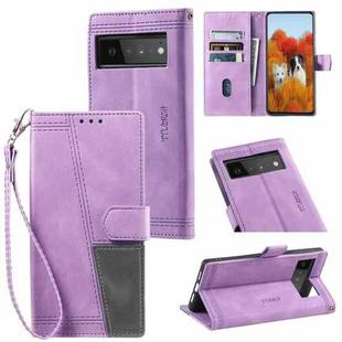 For Google Pixel 6 Pro Splicing Leather Phone Case(Purple)
