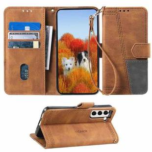 For Samsung Galaxy S21 FE 5G Splicing Leather Phone Case(Brown)