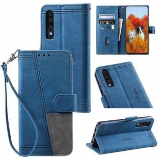 For Samsung Galaxy A50 Splicing Leather Phone Case(Blue)