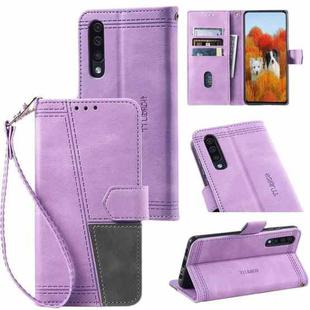 For Samsung Galaxy A70 Splicing Leather Phone Case(Purple)