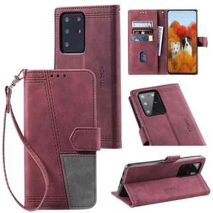 For Samsung Galaxy S20 Ultra Splicing Leather Phone Case(Red)