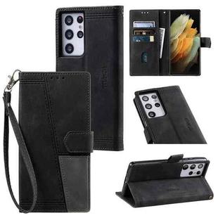 For Samsung Galaxy S21 Ultra 5G Splicing Leather Phone Case(Black)