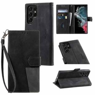 For Samsung Galaxy S22 Ultra 5G Splicing Leather Phone Case(Black)