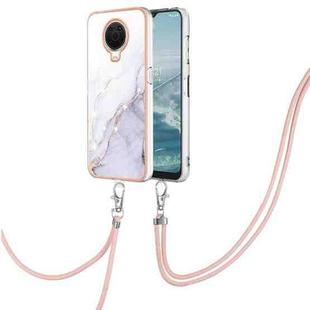 For Nokia G20 / G10 Electroplating Marble Pattern TPU Phone Case with Lanyard(White 006)