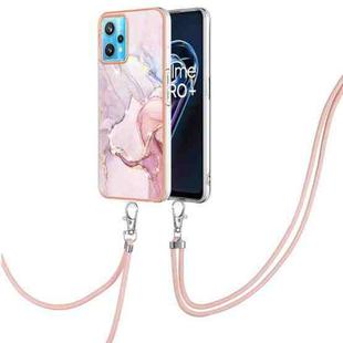 For OPPO Realme 9 Pro 5G Electroplating Marble Pattern TPU Phone Case with Lanyard(Rose Gold 005)