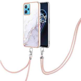 For OPPO Realme 9 Pro 5G Electroplating Marble Pattern TPU Phone Case with Lanyard(White 006)