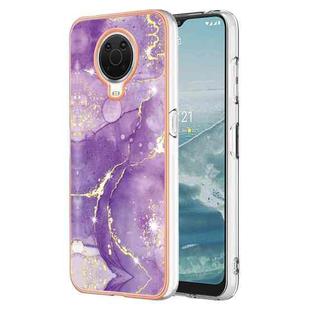 For Nokia G20 / G10 Electroplating Marble Pattern TPU Phone Case with Ring(Purple 002)