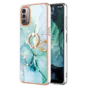 For Nokia G21 / G11 Electroplating Marble Pattern TPU Phone Case with Ring(Green 003)