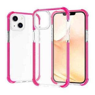 For iPhone 14 Plus Acrylic Four Corners Shockproof Phone Case  (Transparent Rose Red)