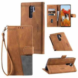 For Xiaomi Redmi 9 Splicing Leather Phone Case(Brown)