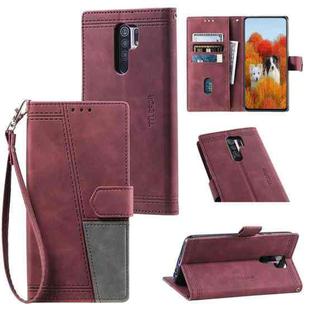 For Xiaomi Redmi 9 Splicing Leather Phone Case(Red)