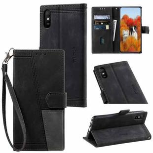 For Xiaomi Redmi 9A Splicing Leather Phone Case(Black)