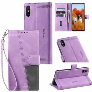 For Xiaomi Redmi 9A Splicing Leather Phone Case(Purple)