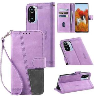 For Xiaomi Redmi K40 Splicing Leather Phone Case(Purple)