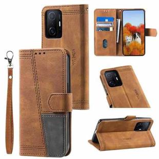 For Xiaomi 11T Splicing Leather Phone Case(Brown)