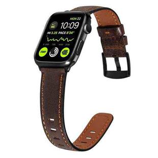 Retro Leather Watch Band For Apple Watch Series 8&7 41mm / SE 2&6&SE&5&4 40mm / 3&2&1 38mm(Dark Brown)