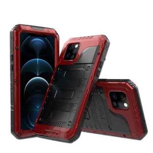 For iPhone 12 Pro Metal + Silicone Phone Case with Screen Protector(Red)