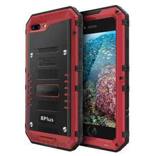 Metal + Silicone Phone Case with Screen Protector For iPhone 8 Plus / 7 Plus(Red)