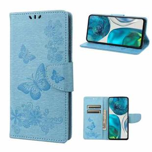 For Motorola Moto G52 Butterfly Embossed Horizontal Flip Leather Phone Case(Blue)