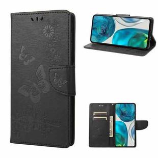 For Motorola Moto G52 Butterfly Embossed Horizontal Flip Leather Phone Case(Black)
