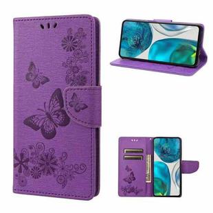 For Motorola Moto G52 Butterfly Embossed Horizontal Flip Leather Phone Case(Purple)