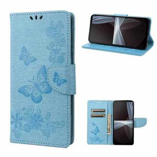 For Sony Xperia 10 IV Butterfly Embossed Horizontal Flip Leather Phone Case(Blue)